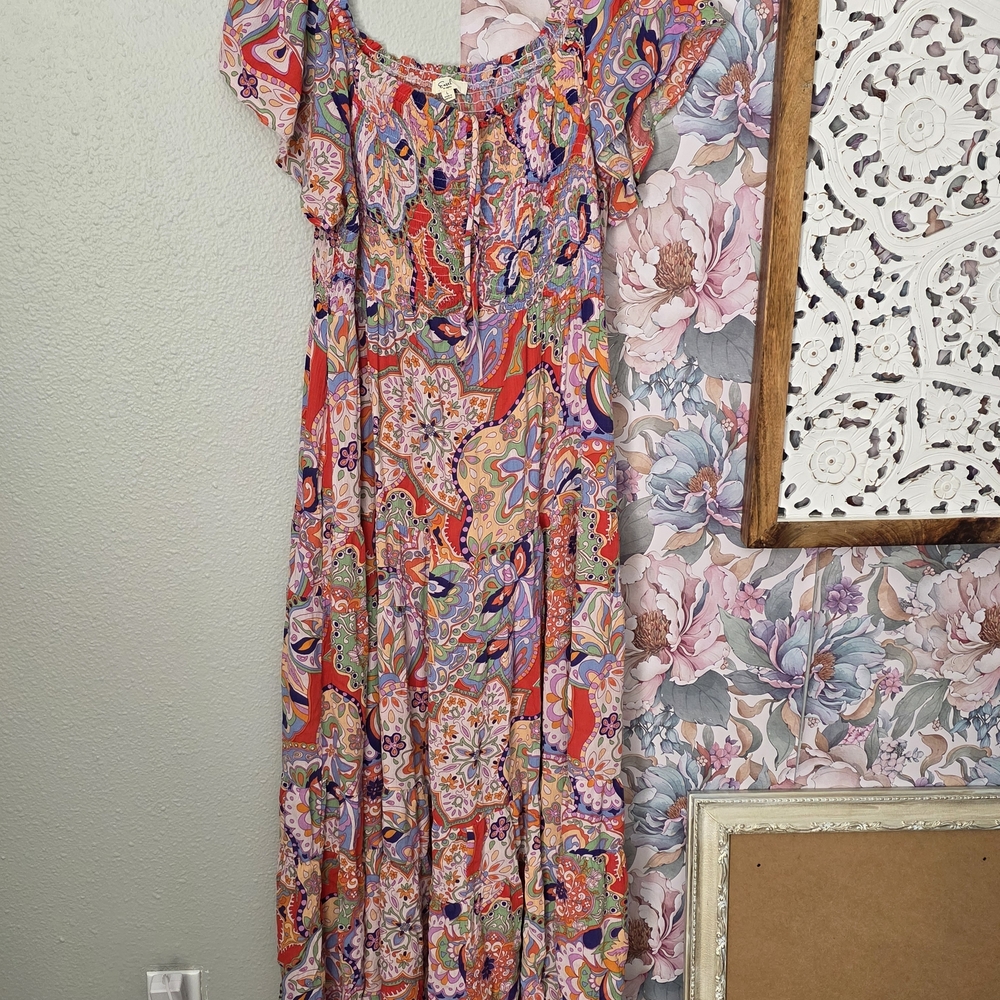 Easel Colorful Floral Maxi Dress Size L